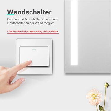 Дзеркало для ванної кімнати SONNI з підсвічуванням 80x60 см, IP44, холодне біле світло