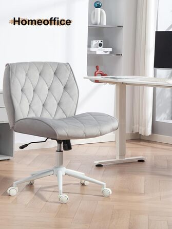 Крісло для дому та офісу Symino з регульованою висотою, функцією гойдання 12°, обшите штучною замшею, до 150 кг, сірий колір