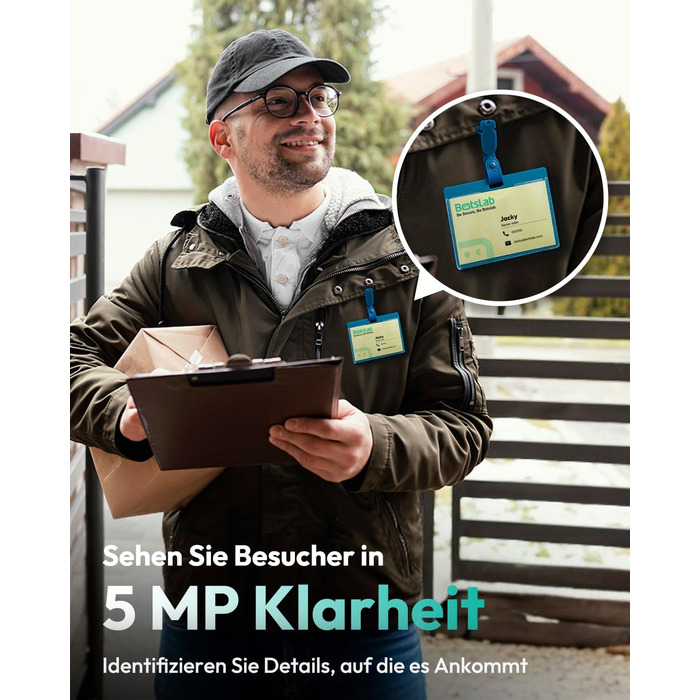 Відеодзвінок з камерою BOTSLAB 5MP, бездротовий, з AI, PIR, 360°, 2-way audio, без щомісячної плати R810