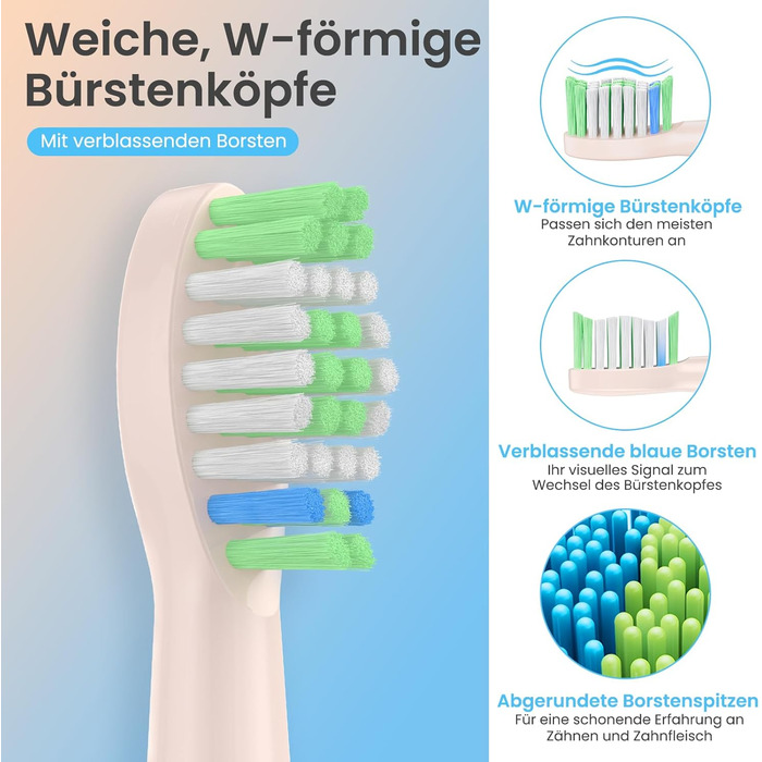 Електрична зубна щітка YUNCHI з USB-C зарядкою, 5 режимів, 8 насадок, для дорослих та дітей, блакитна