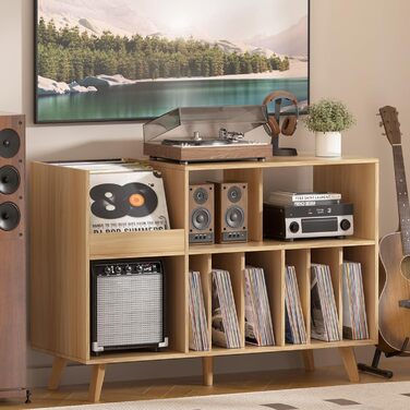 Підставка для платівок велика з полицею для зберігання, дерев'яна, на 450 альбомів