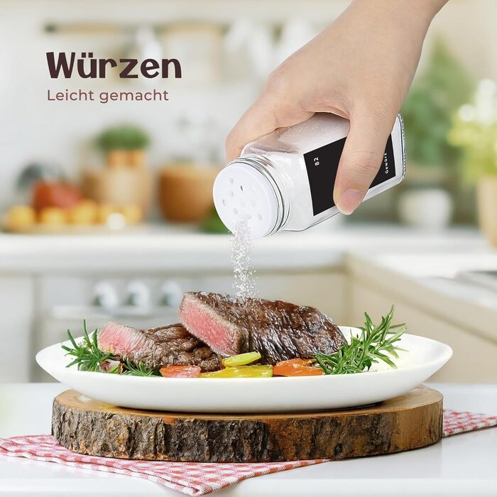 Набір скляних баночок для спецій - 24 шт. з етикетками та бамбуковими кришками, 120 мл, з дозаторами та аксесуарами. Набір контейнерів для спецій, натуральний дизайн