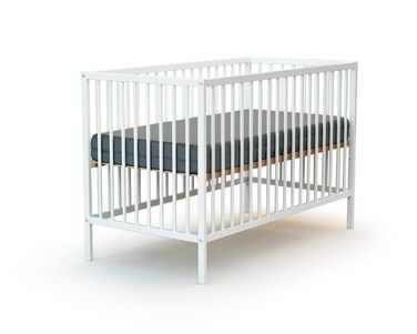 Дитяче ліжко Webaby з натурального буку 60x120 см, збірне, з регульованим дном та бортиками | Від народження | Комфортний сон