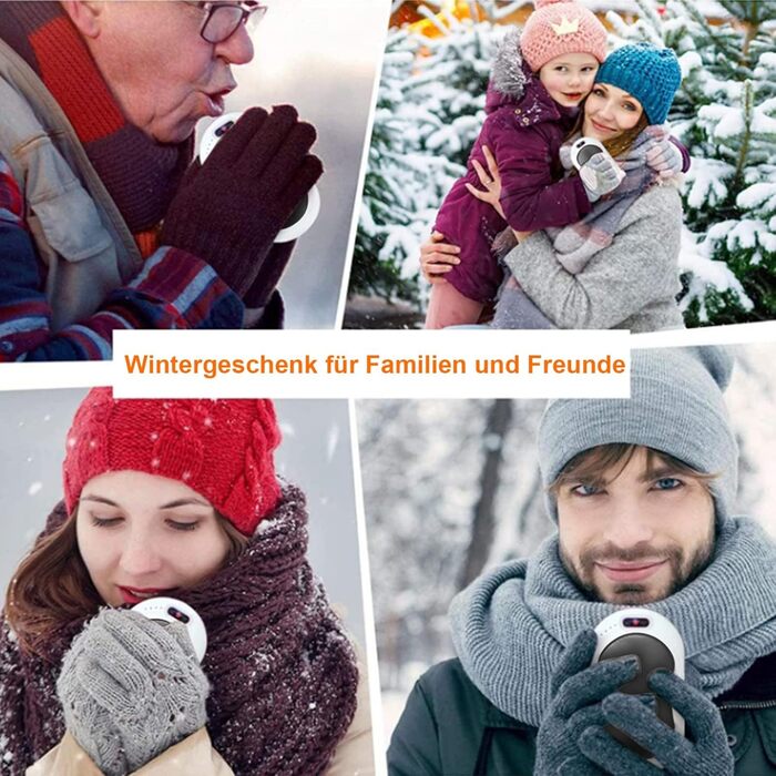 Електричний грілка для рук USB з акумулятором 10000mAh, 3 режими температури, для жінок та чоловіків, Outdoor, чорний