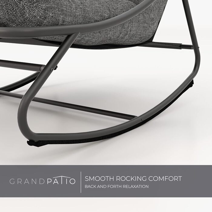 Крісло-гойдалка Grand Patio для вулиці з приставними столиками та подушками, 150 кг, чорно-сірий