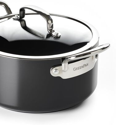 GreenPan Barcelona Каструля з нержавіючої сталі з антипригарним покриттям Ceramic 24 см, 5.1 л з кришкою, без PFAS, для індукційних плит, сумісна з духовкою