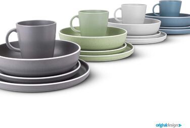 Набір посуду BRUNNER Melamin Camping | 12 предметів - тарілки та миски для 2-4 особи | DOLOMIT Midday - стікючий, стійкий до подряпин