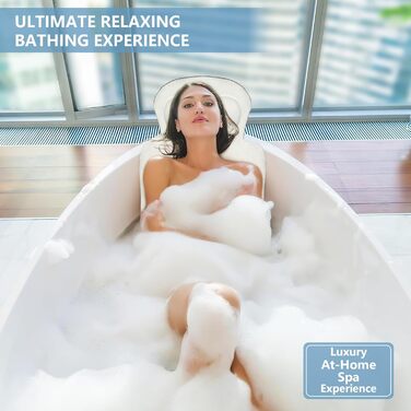 Подушка для ванни повного розміру, товста подушка для ванни з мішком для білизни, розкішна подушка для ванни для підтримки голови, шиї та плечей, для релаксації та спа (білий, 129,5 x 40,6 см)