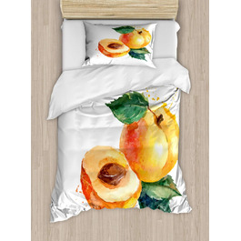 Набір абрикосових підковдр для односпальних ліжок, акварель половина абрикоса, захист від кліщів для алергіків підходить з наволочкою, 130 x 200 см - 70 x 50 см, іржа блідо-помаранчева