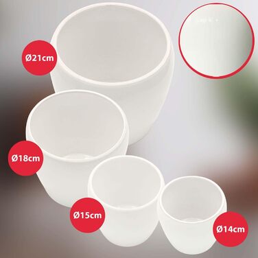 Набір горщиків для квітів KOTARBAU® 2 шт. діаметром 15 см, висотою 15 см, глазурована кераміка, білий