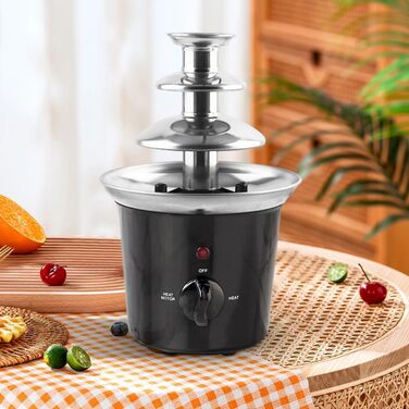 Шоколадний фонтан з нержавіючої сталі з функцією плавлення | 3-рівневий шоколадний фонтан для вечірок та фондю | 500 мл для рідкої шоколадної маси | Шоколадний фонтан для свят та заходів