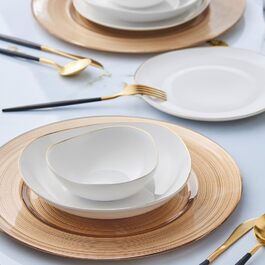 Набір посуду Karaca Middle Streamline з 12 предметів нового покоління з кістки з білого золота для 4 осіб, обідні тарілки, бічні тарілки, миски для супу, новий набір посуду з кісткою, щоденний і спеціальний набір посуду