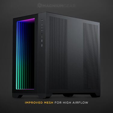 Корпус Magniumgear Neo Qube 2 IM ATX, подвійна камера, Digital-RGB, дзеркальна передня панель Infinity, скляні панелі, чорний