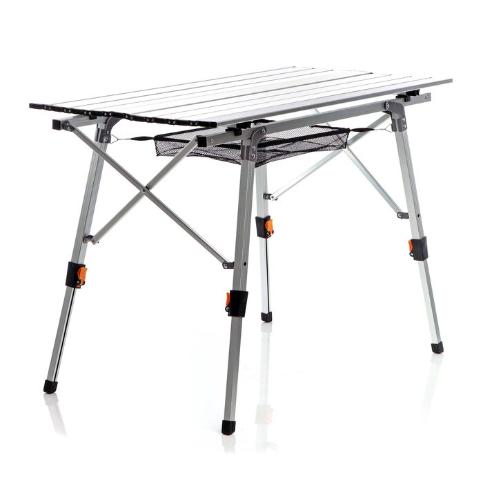Складаний кемпінговий стіл Wiltec 90x53 см, алюмінієвий стіл-ролет з регулюванням висоти, навантаження до 30 кг, для відпочинку на природі та саду