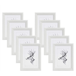 Набір рамок для фотографій WOLTU 10, скляна панель в дерев'яній рамці в стилі cm Artos, (Біла, 20x25)