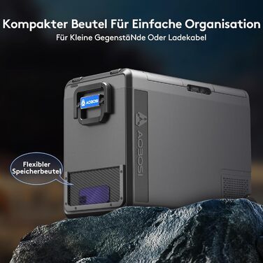 Автомобільний компресорний холодильник AAOBOSI 58L (-20°C/+20°C) з USB, 12/24V/230V для авто, вантажівок, човнів, кемпінгу та риболовлі, чорний