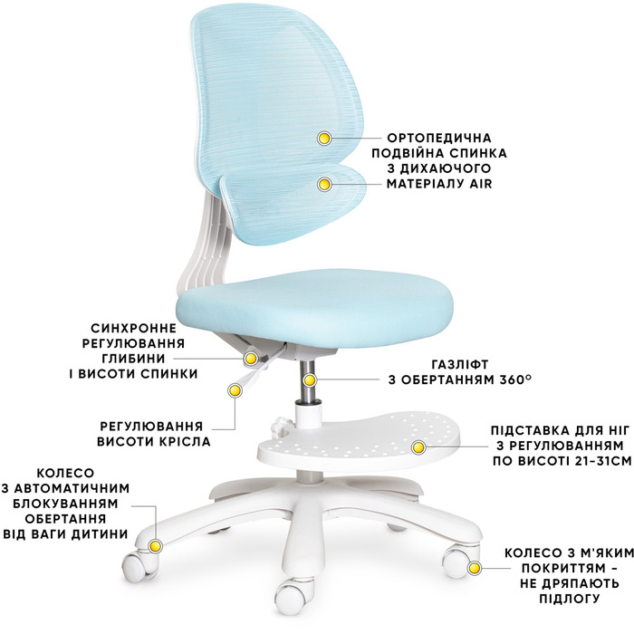 Дитяче крісло Evo-Kids Sirius Air Blue (арт. Y-605 KBL)