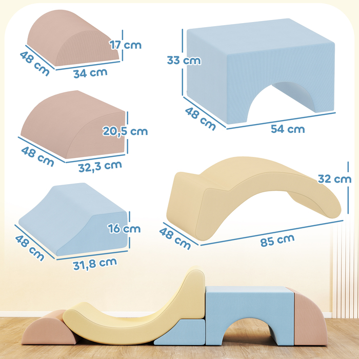 Набір з 5 пінопластових кріпильних блоків, обтягнутих шнуром, легкі, для будівництва, повзання та лазіння, різнокольорові