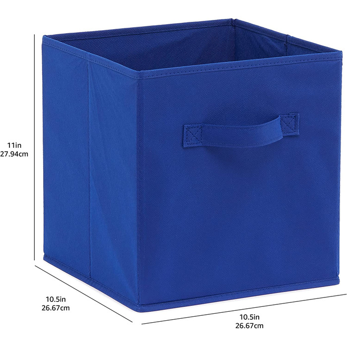 Складаний тканинний куб / органайзер Domopolis Basics з ручками, 26,6 x 26,6 x 27,9 см, бежевий, 6 предметів (однотонний темно-синій, одинарний)