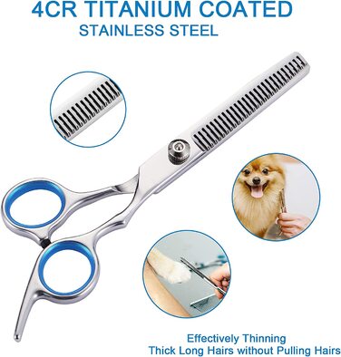 Ножиці для стрижки собак AIXMEET, набір з 5 професійних ножиць для стрижки собак з нержавіючої сталі з ножицями для стрижки для всіх собак, котів, стрижки та догляду (набір з 4 ножиць для стрижки собак)