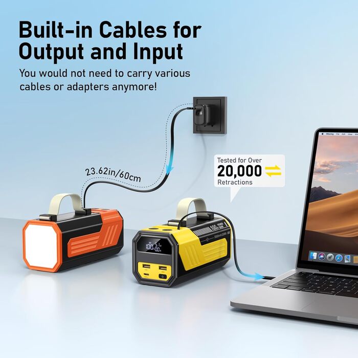 Power Bank 70000mAh 100W з USB-C, швидка зарядка, портативний акумулятор для iPhone, iPad, Samsung (жовтий)