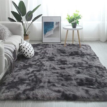 Килими Leesentec, круглі килими для спальні, вітальні, нековзні м'які пухнасті килимки, ворсисті килимки, великі Килимки для передпокою (білий / сірий, 140) (чорний, 135*185 см)