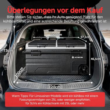 Компресорна холодильна сумка AAOBOSI 95L з двома зонами, WIFI-керуванням, USB-портом, 12/24V/100-240V, -20°C до 20°C для авто, вантажівки, човна, кемпінгу