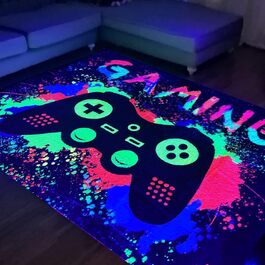 Ігровий килимок HOLAVIDA Neon, 3D Black Light UV реактивний, не ковзає, світиться в темряві, 180x120см