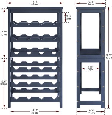Стелаж для вина на 24 пляшки з бамбука, 6-ярусний, з полицями, сірий