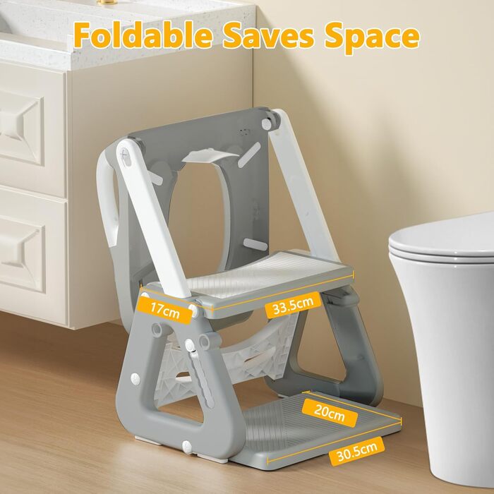 Унітаз дитячий зі сходинками 2-в-1, сидіння для унітазу з драбинкою для дітей від 2 до 5 років, PU-подушка, антиковзний килимок