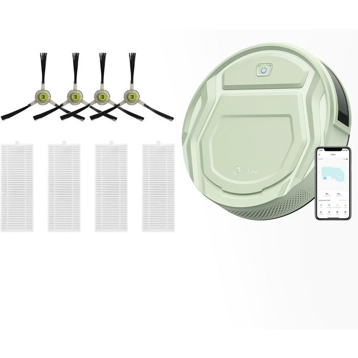 Робот-пилосос LEFANT 2200Pa з Wi-Fi, керуванням через додаток та Alexa, 120 хв роботи, для твердих підлог, килимів та шерсті тварин, з базою для зарядки