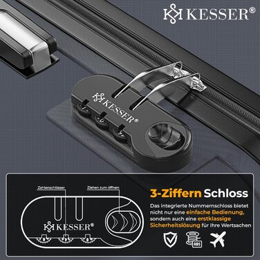 Валіза KESSER® з жорсткою оболонкою, вагова система та жетон для багажу | Чемодан-тележка, Rollkoffer з кодовим замком, 4 колеса, ABS, телескопічна ручка (75см – 120л)