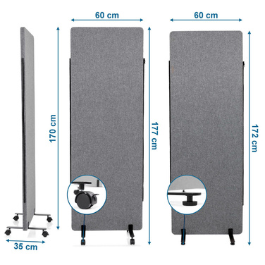 Елемент перегородки FLEXMIUT темно-сірий для офісу