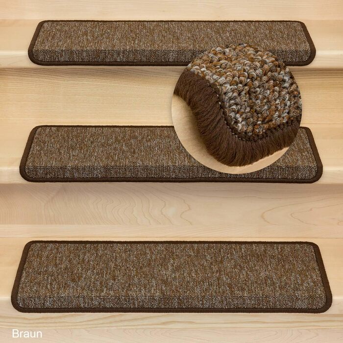 Ступінчасті килимки Kettelservice-Metzker Monza прямокутної форми, коричневі, набір з 20 шт.