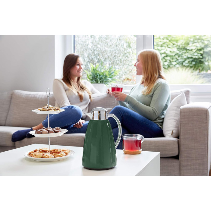 Термос Emsa Campo 1л з нержавіючої сталі, Quick Tip, 12 год тепла, 24 год холоду, темно-зелений