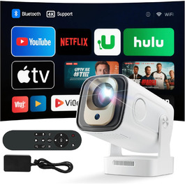 Портативний міні проєктор 4K з Wi-Fi та Android 11: підтримка 1080P Full HD, HDMI, для телефону/ПК/ноутбука, з вбудованим динаміком (HY260pro)