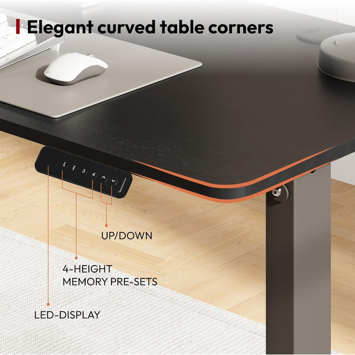 Регульований стіл Sanodesk 110x60 см з суцільною стільницею – компактний стоячий стіл, ергономічний та стильний, білий