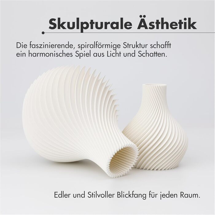 Ваза NATUMO Design 'Bulba' – сучасна ваза для квітів з міцного пластику (біла, 18 см)