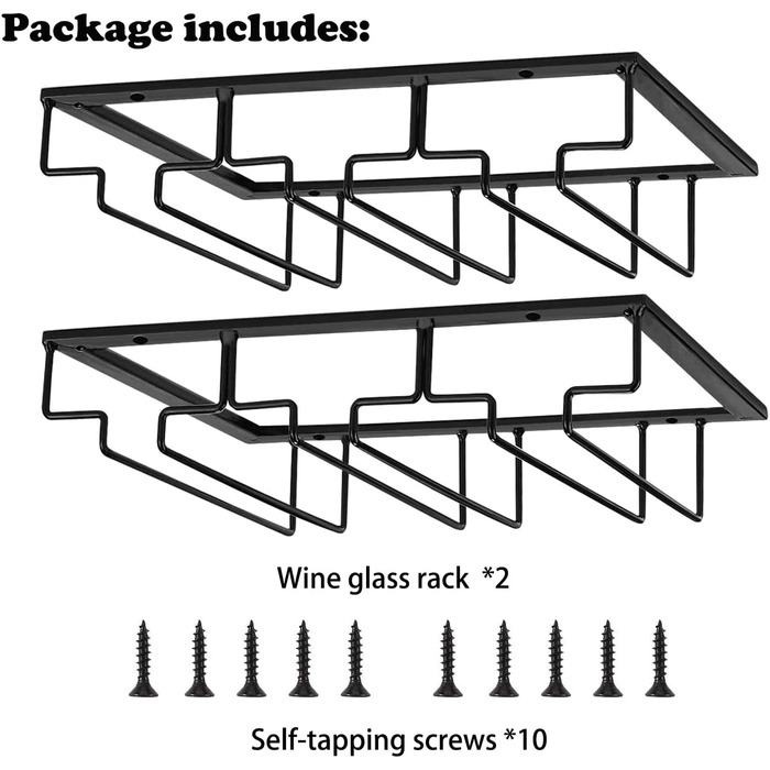 Підставка для келихів вина – органайзер для шафи – металева підставка для келихів, кухонна підставка, барна підставка (3 ряди, 1 шт.) (Чорний, 3 ряди, 2 шт.)