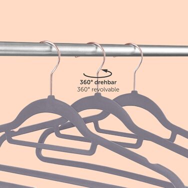 Набір вешалок для одягу Blumtal 50 шт. - обертаються на 360°, міцні, економія місця, неслизькі - рожеві оксамитові вішалки з покриттям
