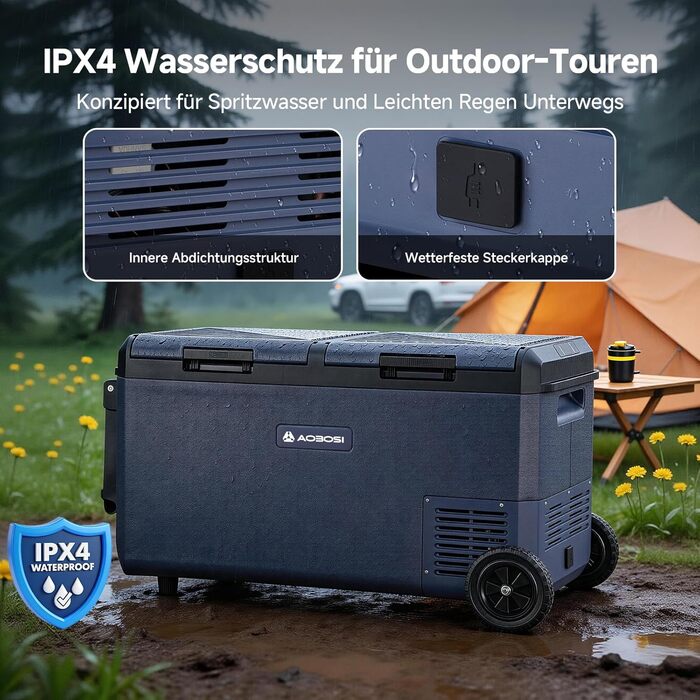 Автомобільний компресорний холодильник AAOBOSI 75л: Електричний, IPX4, -20°C/+20°C для авто, кемпінгу, подорожей