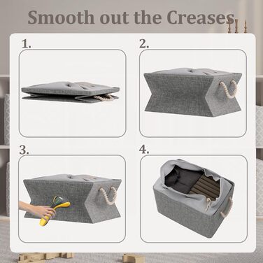 OUTBROS Коробки для зберігання (3 шт.) сірі, 33 x 23 x 20 см, тканинні, з шнурком та ручкою, складні