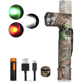 Світлодіодний ліхтарик NICRON B70 1200 люмен з червоним і зеленим світлом, акумулятор, магніт, USB акумуляторна батарея з поворотною головкою на 90 градусів IP65 водонепроникний міцний для активного відпочинку, нічного бачення, надзвичайних ситуацій (камуфляж)