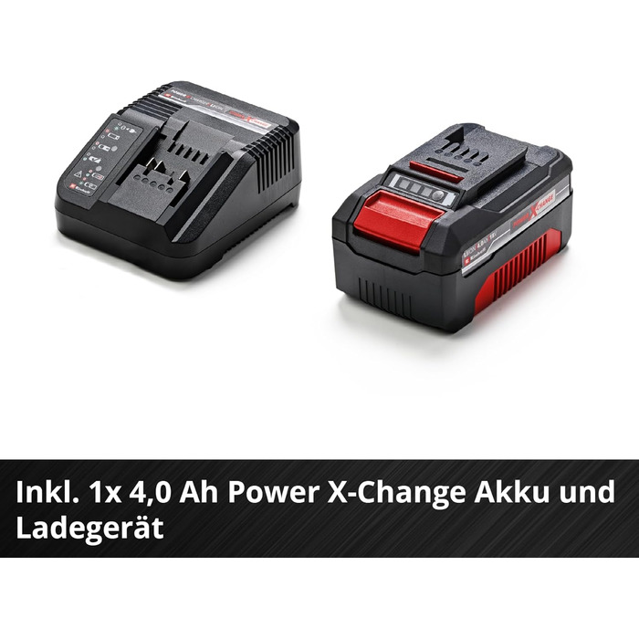 Einhell GE-UB 18/250 Li E-Solo: Акумуляторний повітродув Power X-Change (18 В, 250 км/год, 3 насадки, регулювання швидкості, без акумулятора + акумулятор 4.0Ah та зарядний пристрій)