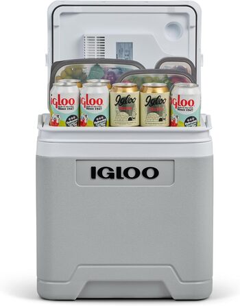 IGLOO IE27 - Електрична холодильна сумка/міні-холодильник 27л, 12/230V для авто, човна та відпочинку (сірий)