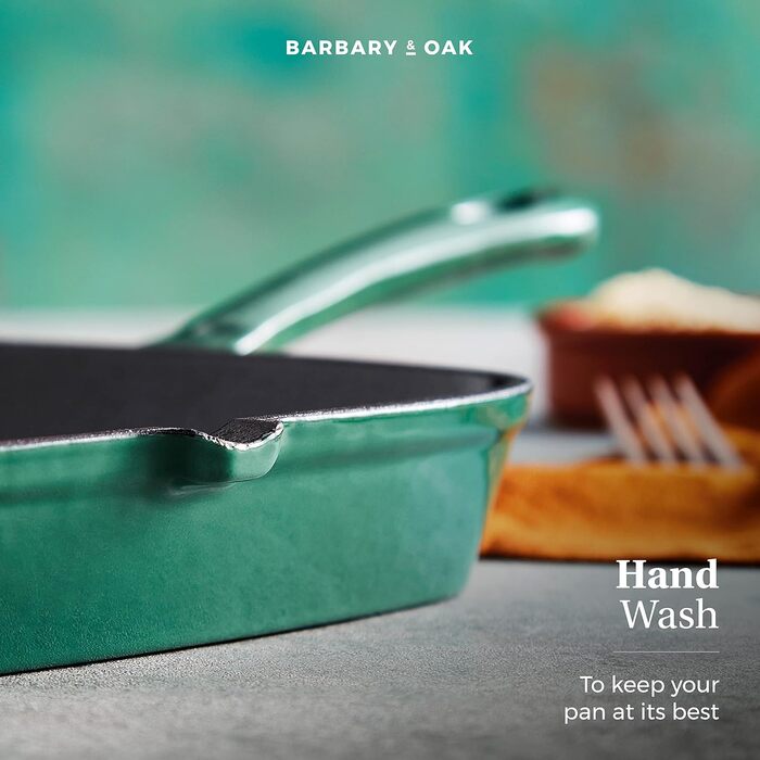 Сковорода-гриль Barbary & Oak BO800256GRN з емальованим покриттям, 23 см, зелений