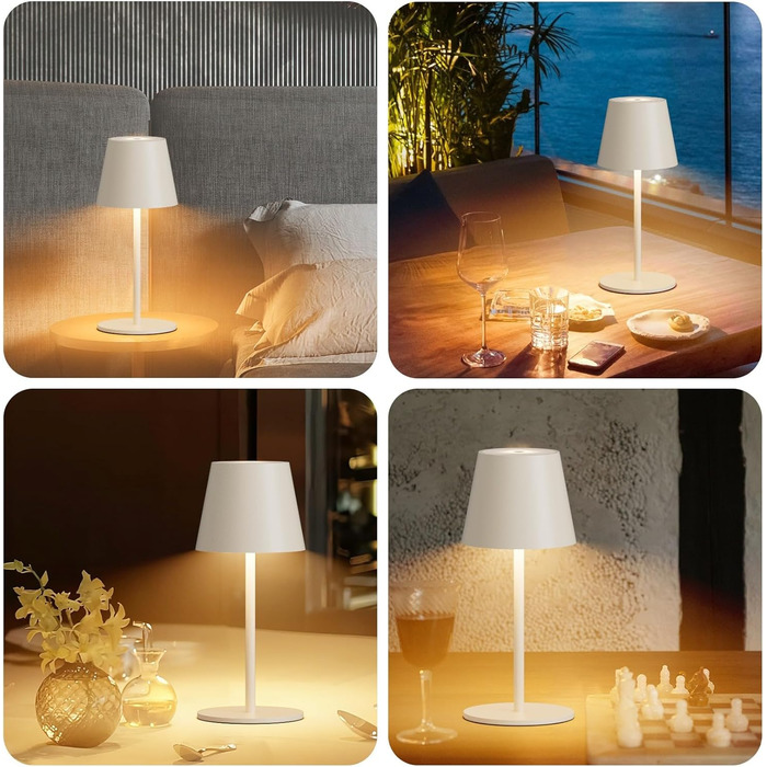 Лампа настільна LED акумуляторна Lundwa 26 см, 5000 mAh, IP54, 3W, 3000K, для кемпінгу, ресторану, спальні, бару (1 шт.)