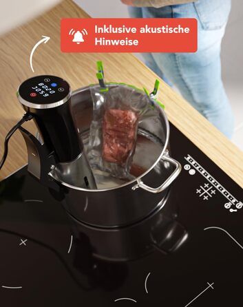 Су-від прилад KitchenBrothers - Су-від стік - Су-від набір - для приготування їжі за технологією су-від - 1200W, чорний, з аксесуарами