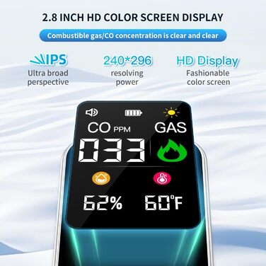 Датчик газу та CO 4-в-1 з розеткою для дому: виявлення газу, CO, LPG, метану, пропану, бутану. HD12 білий (чорний 2 шт.)