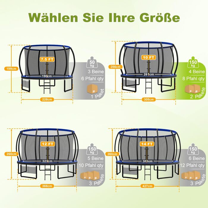 Батут садовий Devoko Ø305 см з захисною сіткою та драбиною, блакитний - для дітей та дорослих, сертифікат GS